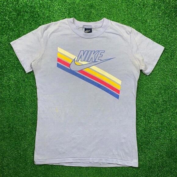 Nike Vintage T Shirt USA Rare Womens LGBTQ Rainbow Running Blue